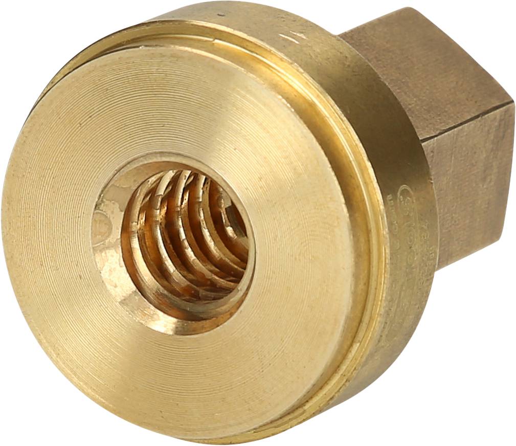 Messing-Gewindeeinsatz mit Gewinde in der Mitte.