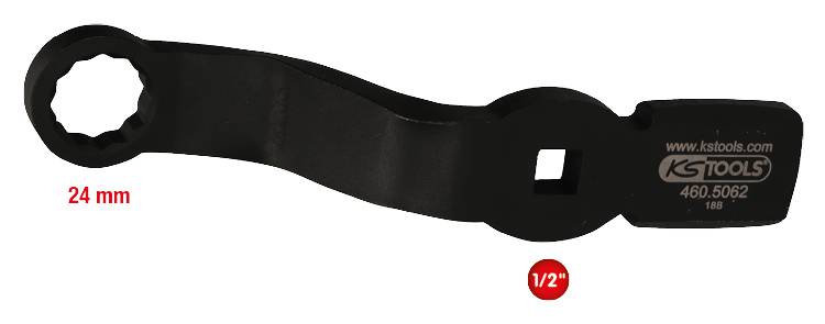 Schwarzer Schraubenschlüssel von KS Tools, Modell 460.5062, mit 24 mm Rundöffnung, geeignet für 1/2