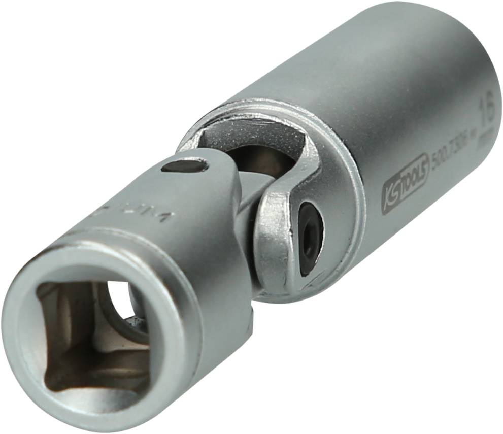 Steckschlüssel-Gelenk. Metallisch, mit beweglichem Kopf, ideal für schwer zugängliche Schrauben und Muttern in engen Bereichen.