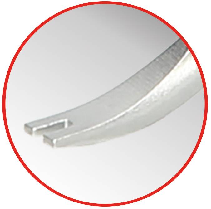 Eine gebogene Metallstange mit einem U-förmigen Ende, auf grauem Hintergrund dargestellt.