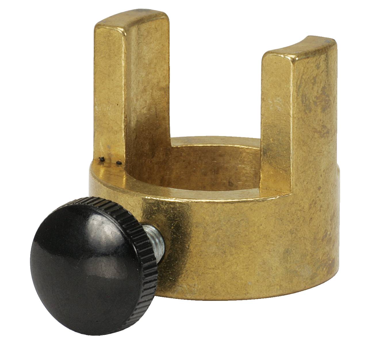 Goldfarbener Messerkopfhalter mit schwarzer Schraube, für präzise Instrumentenbefestigung.