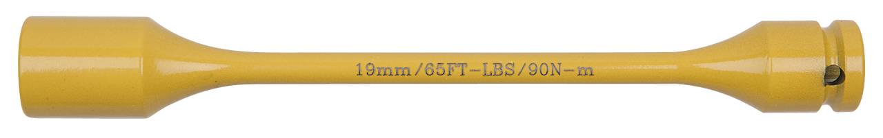 Gelber Werkzeugadapter, etwa 10 cm lang, mit der Aufschrift '19mm/6SI7-IMS/90N-m'.