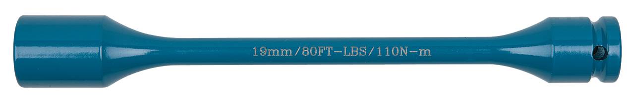 Blauer Drehmomentschlüssel mit der Aufschrift '19mm 80FT-LBS 110N-m'.