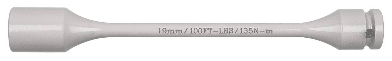 Steckschlüsselverlängerung mit Aufschrift '19mm / 100T - LBS / 183N·m', möglicherweise als Werkzeug in technischen Anwendungen verwendet.