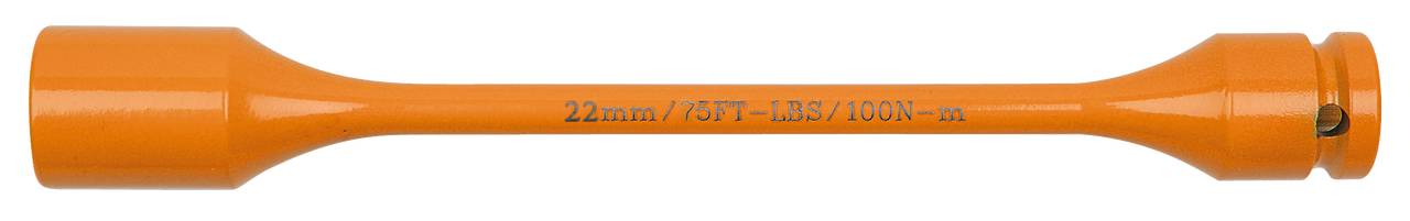 Ein orangefarbenes Werkzeug mit der Aufschrift '22 mm / 7/8