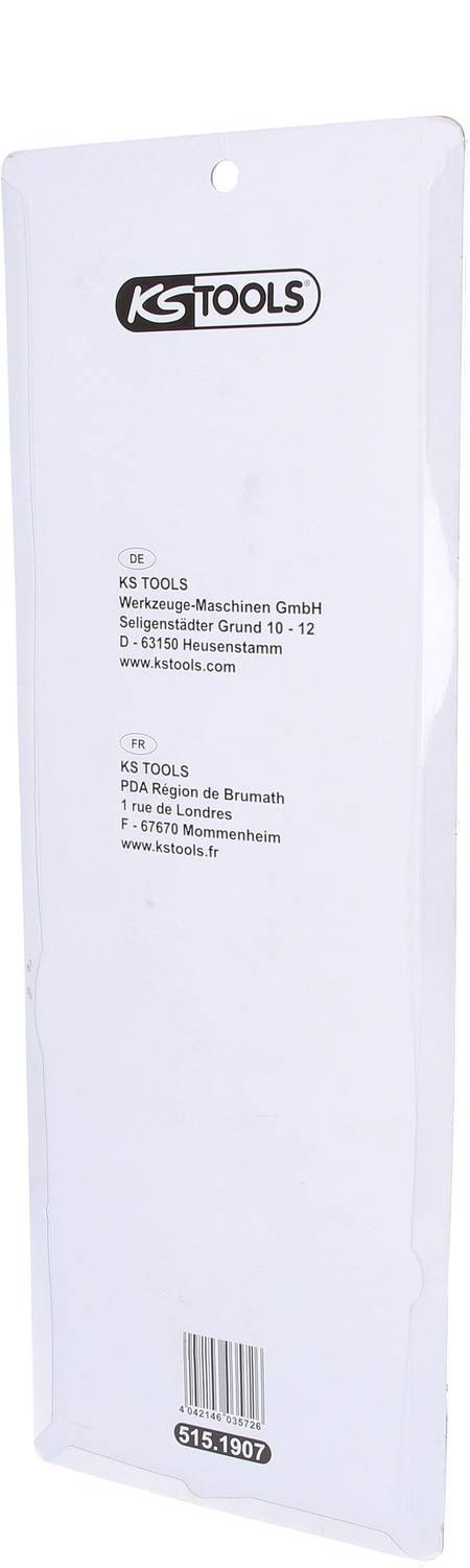 'KS Tools' Verpackung mit Kontaktinformationen, einschließlich Adresse und Website.