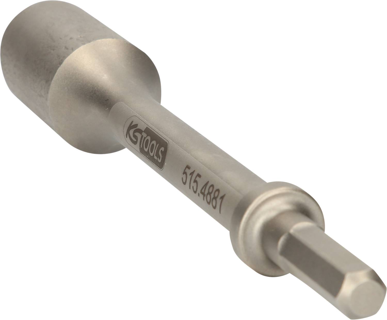 Ein silberfarbener Bitaufsatz für Werkzeugmaschinen mit der Aufschrift 'KS TOOLS 515.4881'.
