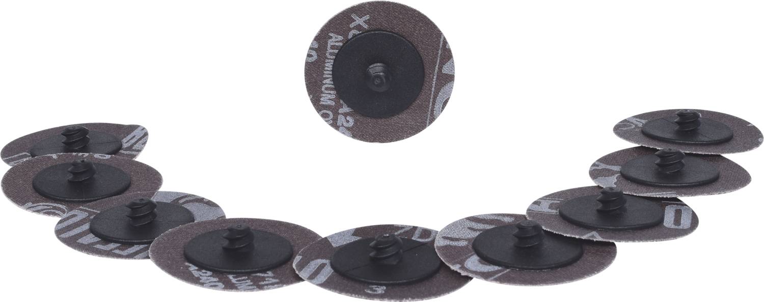 Schleifscheiben mit Stiftrückseite, in einer kreisförmigen Anordnung, mit einer zentralen Schleifscheibe, auf weißem Hintergrund.