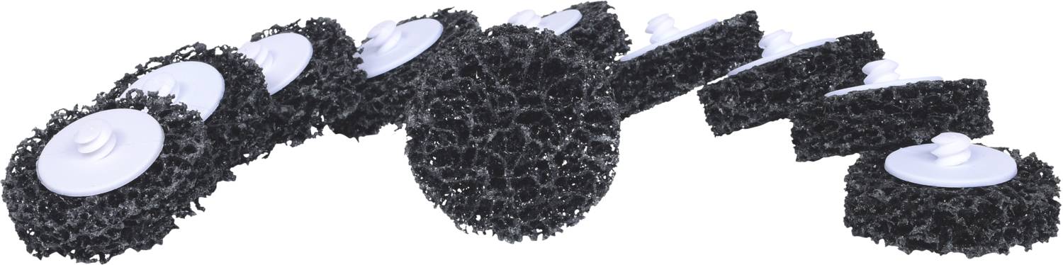 KS Tools 515.5087 Ersatz-Schleifpads, Ø50mm, Strip Rad schwarz, 10er Pack