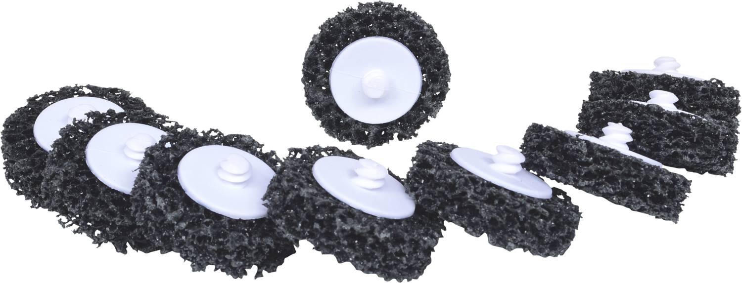 KS Tools 515.5087 Ersatz-Schleifpads, Ø50mm, Strip Rad schwarz, 10er Pack