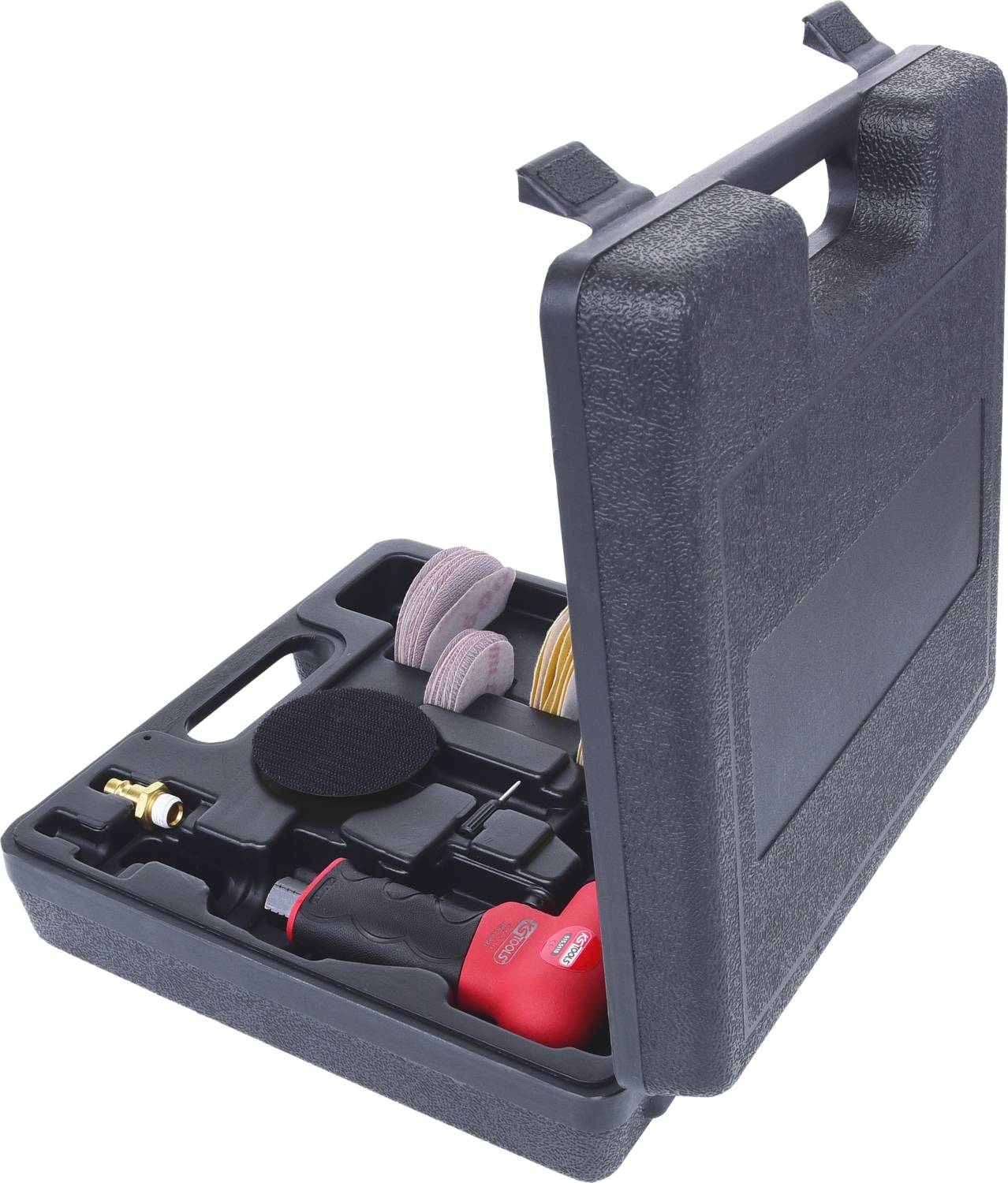 KS Tools 515.5110 Mini-Druckluft-Exzenterschleifer-Satz, 63-tlg