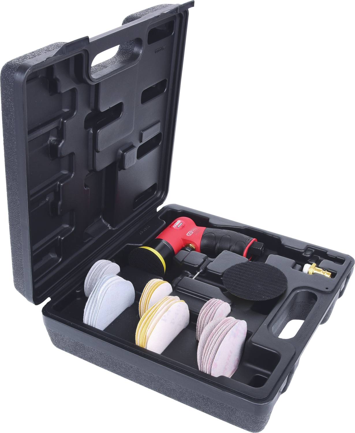 KS Tools 515.5110 Mini-Druckluft-Exzenterschleifer-Satz, 63-tlg