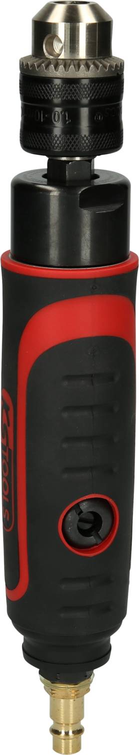 Ein schwarzer und roter Handbohrer mit verstellbarem Bohrfutter, geeignet für kleine Bohrarbeiten.