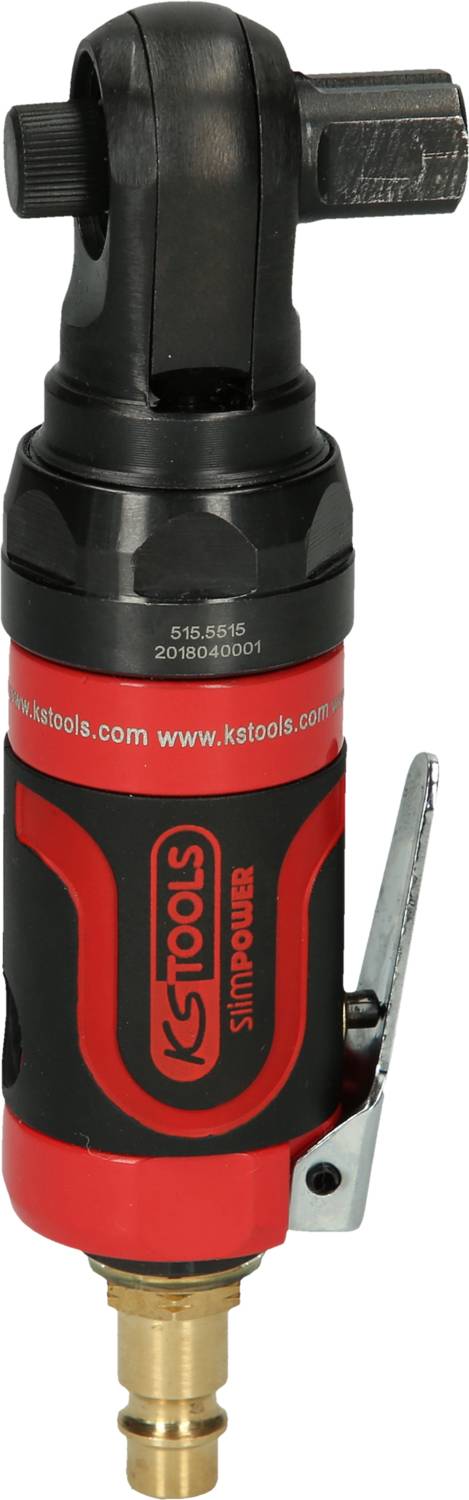 Druckluft-Ratschenschrauber von KS Tools mit schwarzem und rotem Gehäuse. Modellnummer 515.5555 auf der Oberseite.