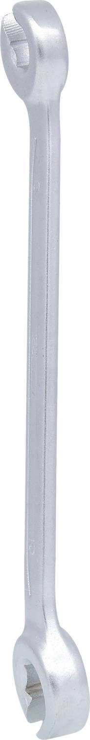 Silberner Ringgabelschlüssel mit offenem und geschlossenem Ende zum Anziehen oder Lösen von Schrauben und Muttern.
