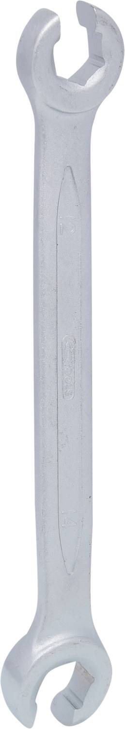 Ein silberner Schraubenschlüssel, der für das Festziehen und Lösen von Schrauben und Muttern verwendet wird.