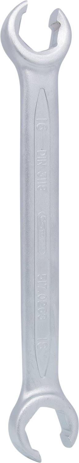 Silberner Maulschlüssel aus Metall mit offenem Ende, geeignet zum Anziehen oder Lösen von Schrauben und Muttern.