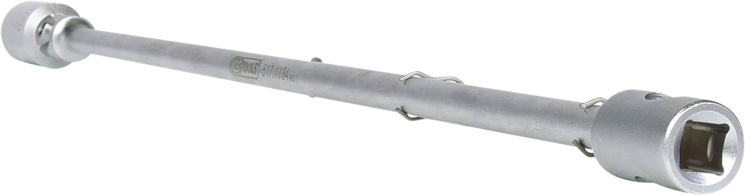 Ratschenverlängerung aus Metall mit quadratischer Aufnahme an beiden Enden, zur Erhöhung der Reichweite bei Schraubarbeiten.