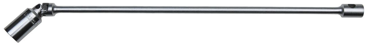 Ein langer verstellbarer Schraubenschlüssel mit einem drehbaren Kopf am Ende, verwendet für schwer zugängliche Schrauben und Muttern.