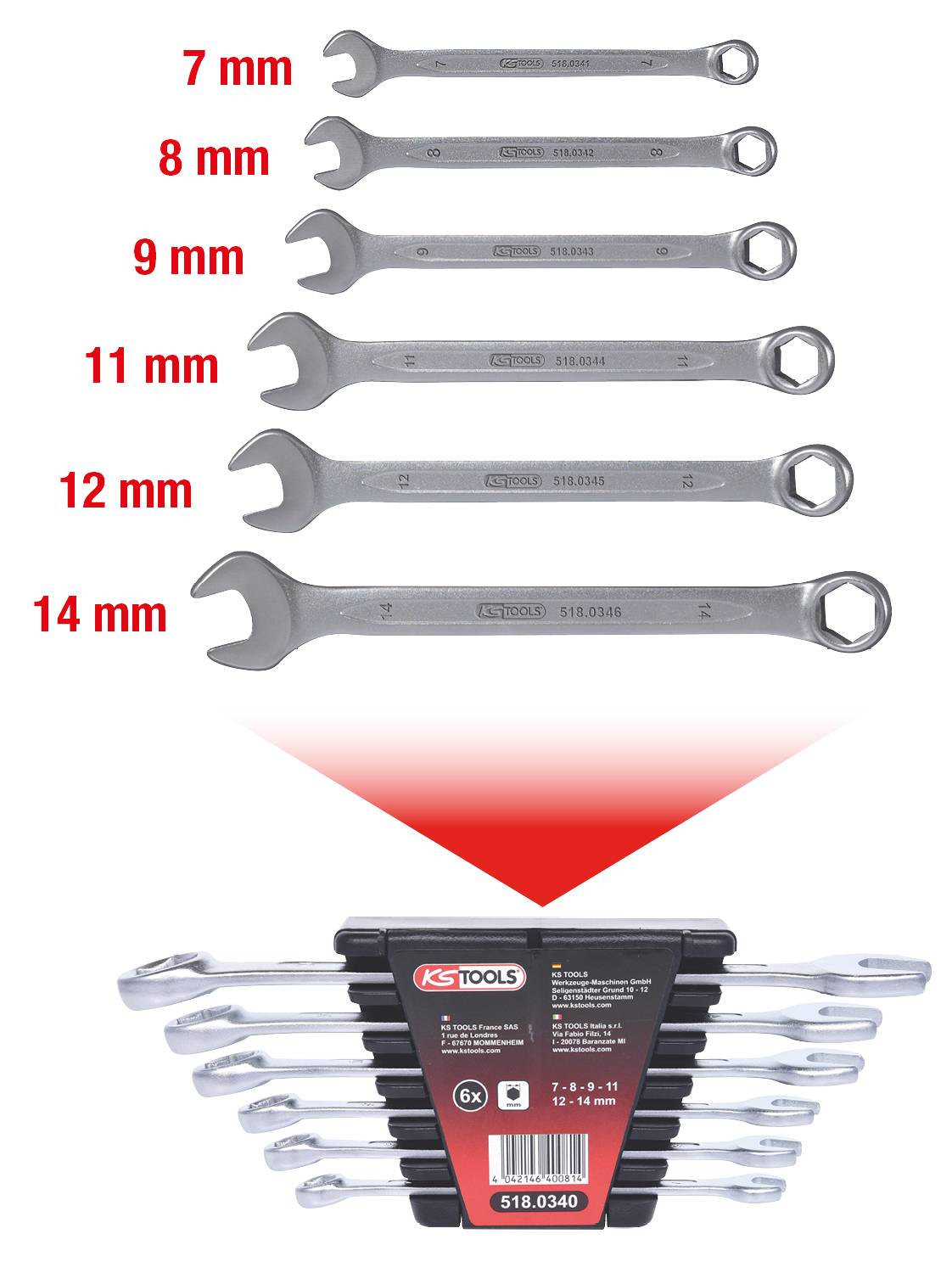 KS Tools 518.0340 Bremssystem-Entlüfterschlüssel-Satz, 6-tlg
