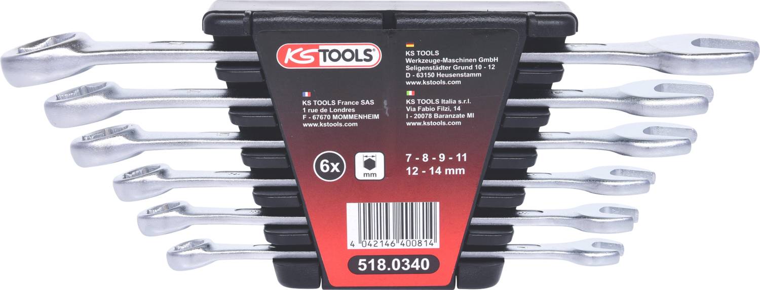 KS Tools 518.0340 Bremssystem-Entlüfterschlüssel-Satz, 6-tlg