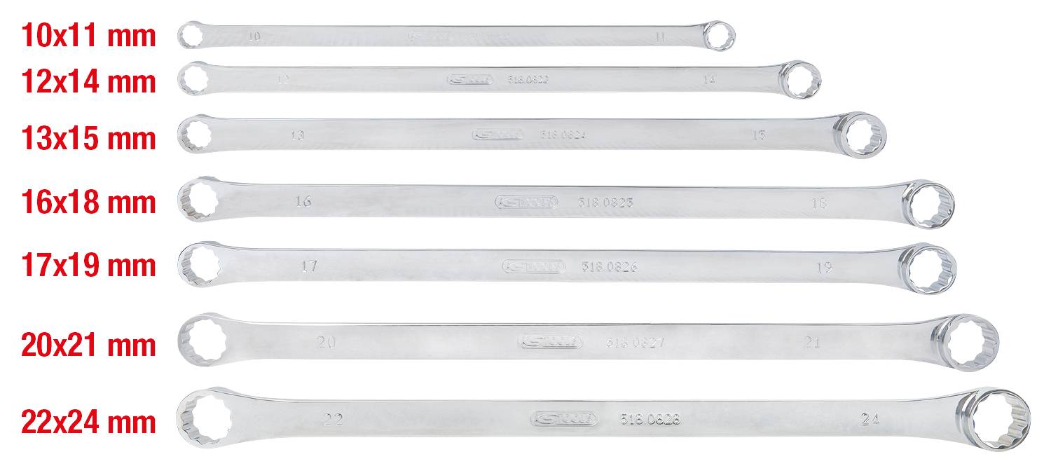 KS Tools CHROMEplus Doppel-Ringschlüssel-Satz, XL, 7-tlg 518.0830