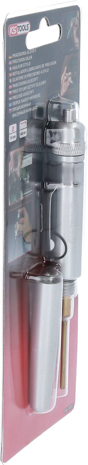 KS Tools Druckluft-Ausblaspistole im Verpackung. Enthält silbernes Metallwerkzeug mit abnehmbarer Düse, geeignet für Reinigung.