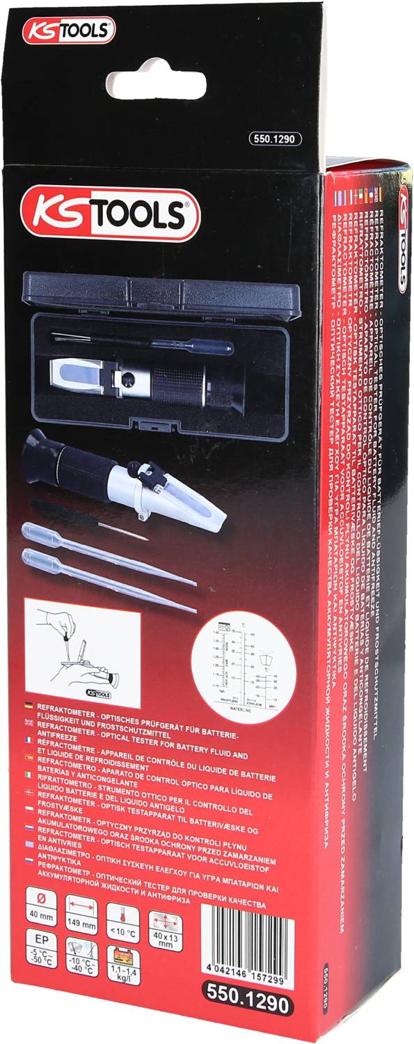 KS Tools 550.1290 Refraktometer Kühlflüssigkeit / Batteriesäure