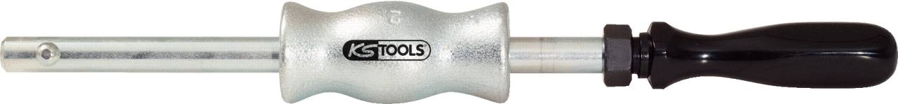 Ein manuell bedienbarer Schlagschrauber mit zylindrischem Metallkörper und ergonomischem Kunststoffgriff, markiert mit 'KS Tools'.