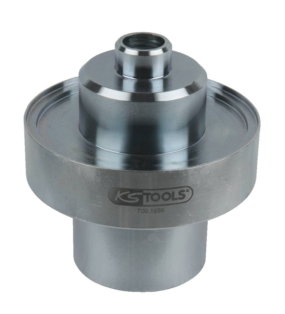 Ein zylindrisches Metallteil mit 'KS Tools' Logo und Produktnummer 700.1856. Es scheint ein Werkzeugaufsatz oder Maschinenbestandteil zu sein.
