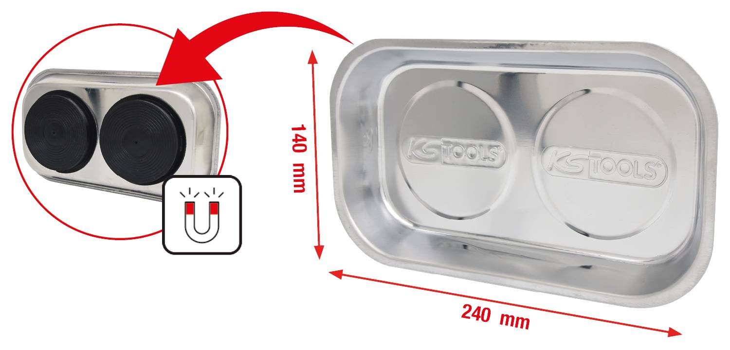 KS Tools 800.0151 Edelstahl Magnet-Teller, 140x240mm