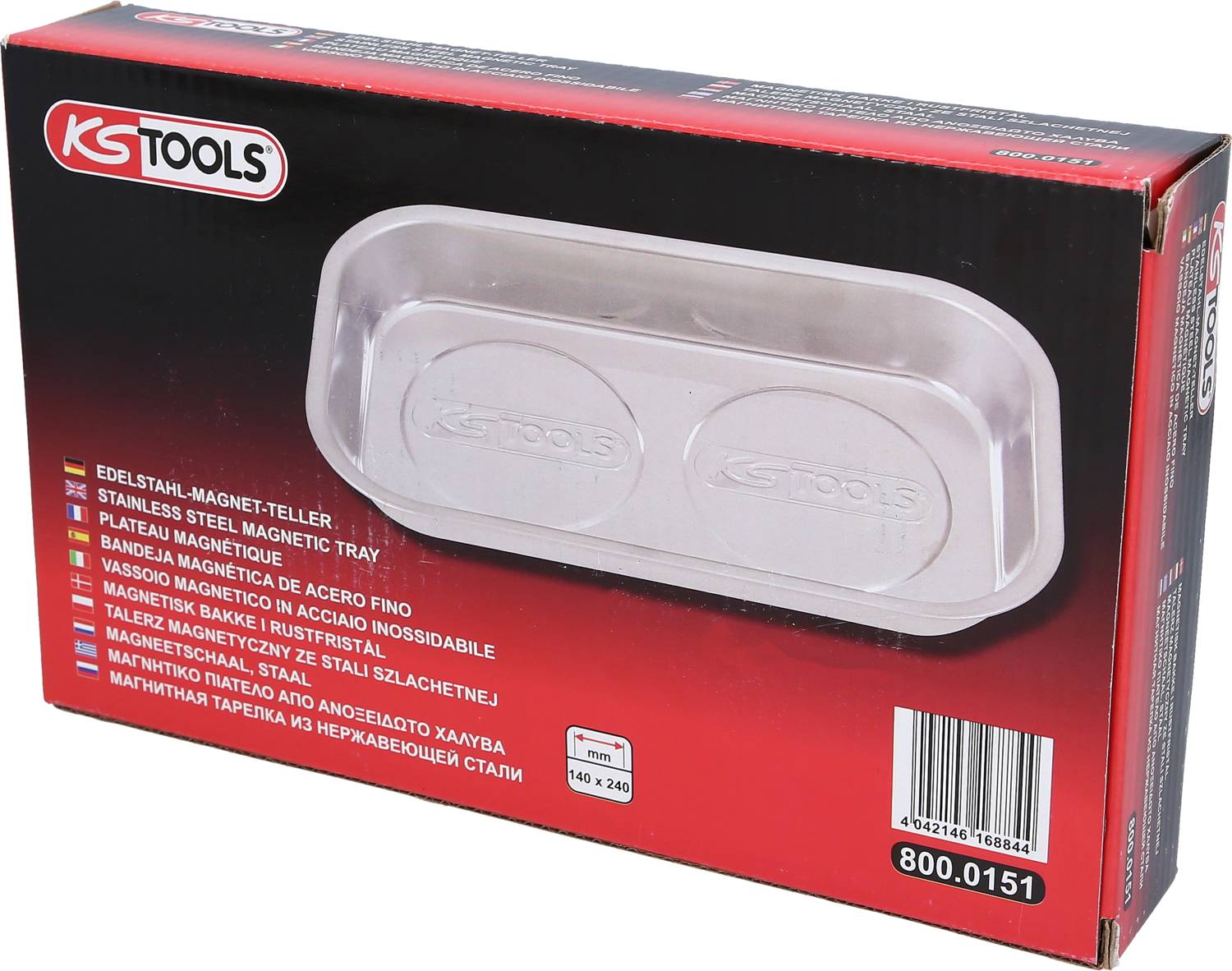 KS Tools 800.0151 Edelstahl Magnet-Teller, 140x240mm