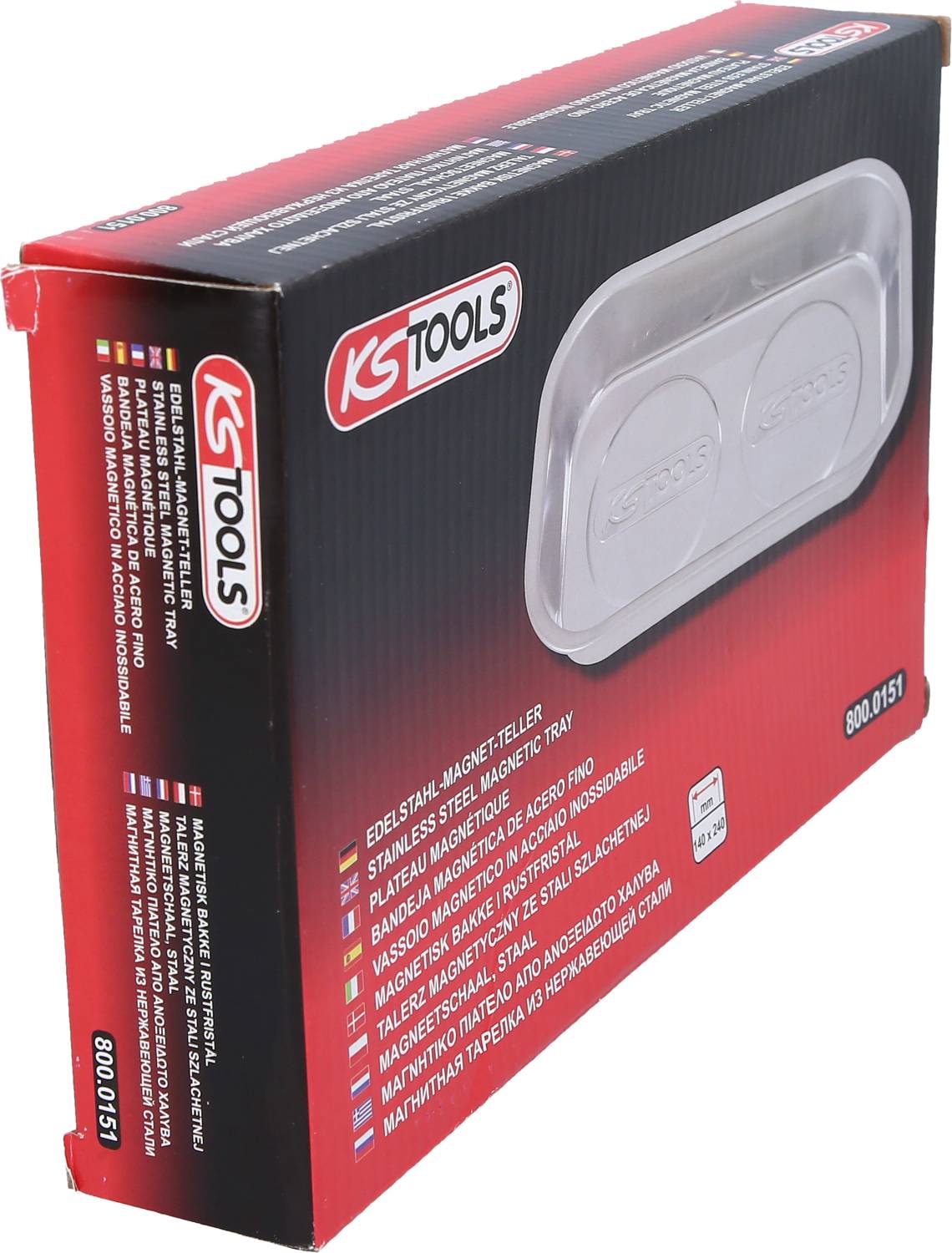 KS Tools 800.0151 Edelstahl Magnet-Teller, 140x240mm