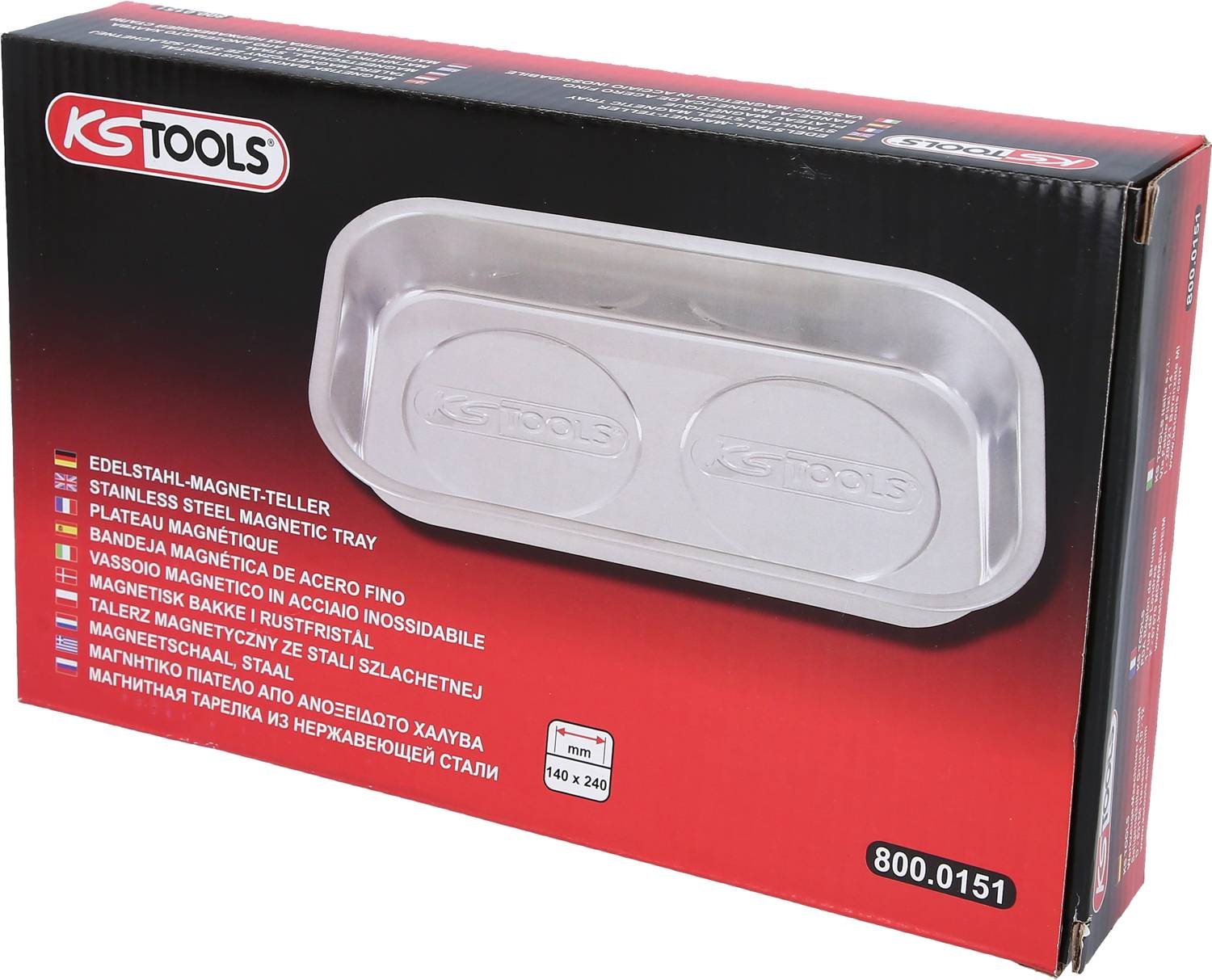 KS Tools 800.0151 Edelstahl Magnet-Teller, 140x240mm