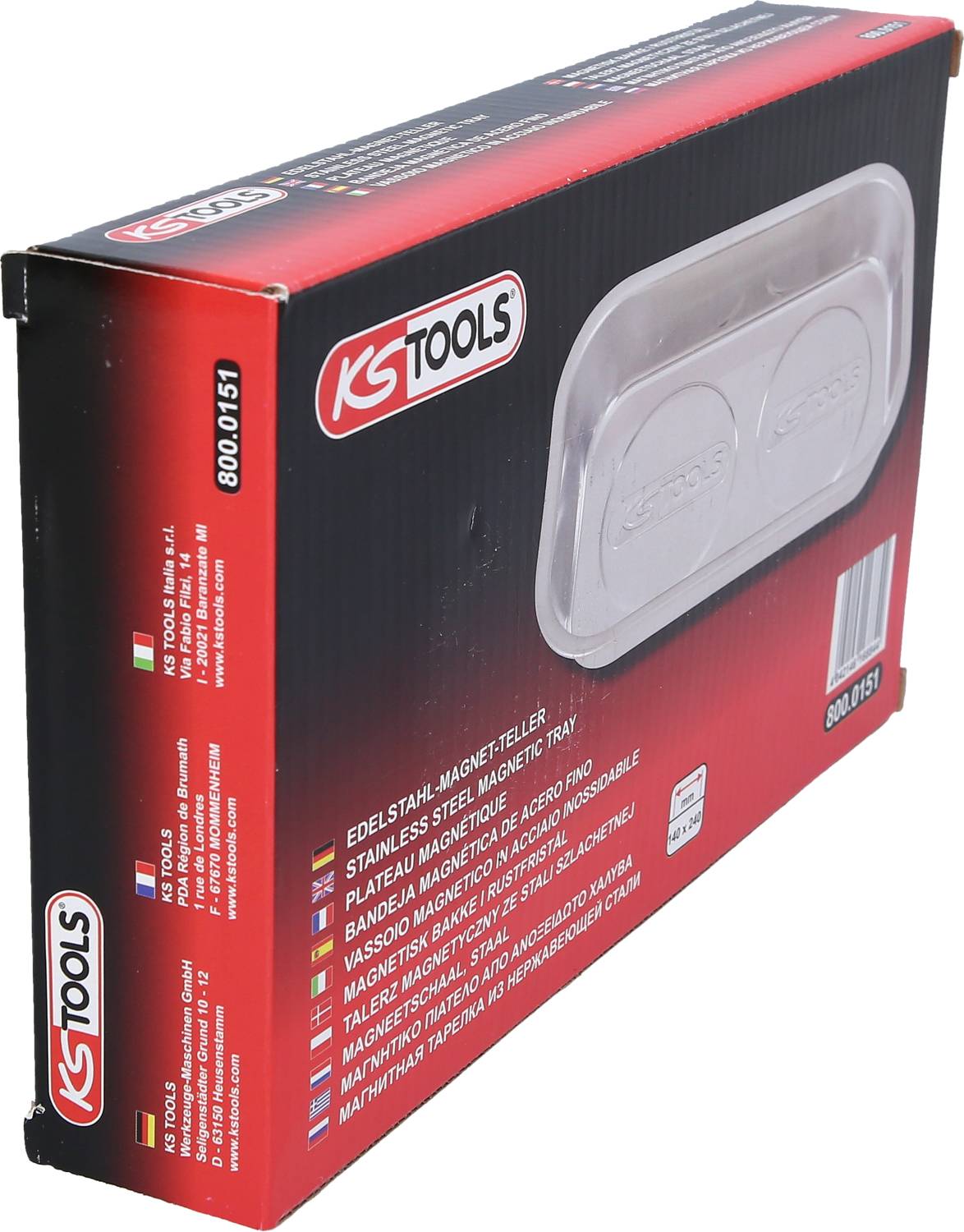KS Tools 800.0151 Edelstahl Magnet-Teller, 140x240mm