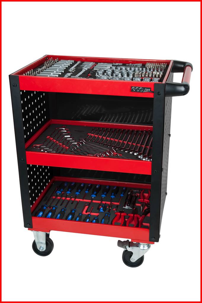 KS Tools 890.0006 ECOline Werkstatt-Servicewagen mit Lochplattenverkleidung