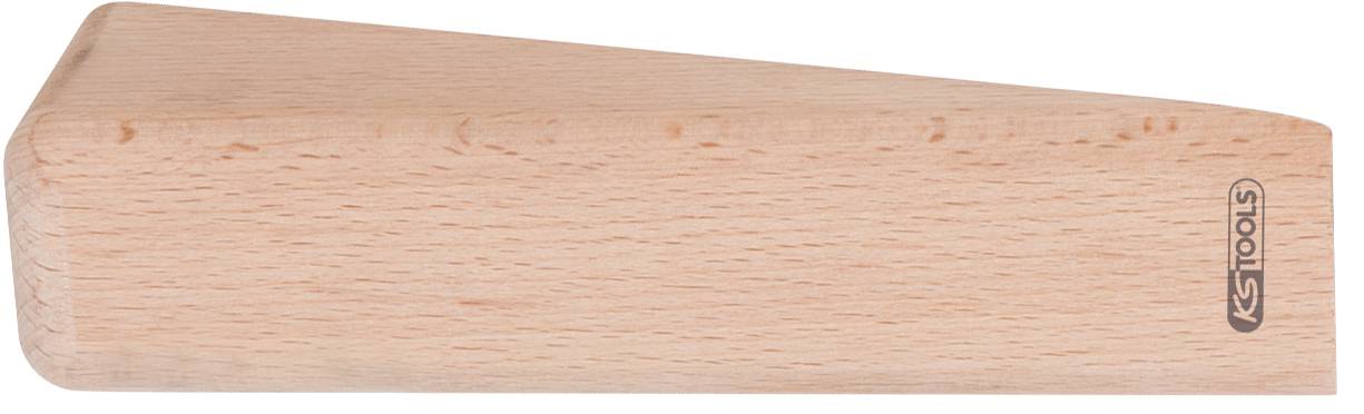 Holzkeil aus hellem Holz, seitlich liegend. Auf der rechten Seite ist das Logo 'KS Tools' aufgedruckt.