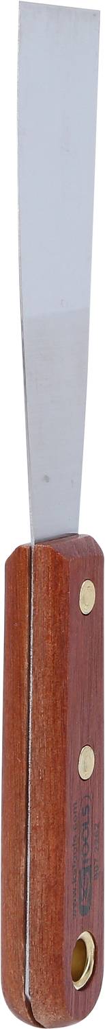 Holzgriffspachtel mit langer, schmaler Metallklinge, geeignet für Maler- oder Renovierungsarbeiten.