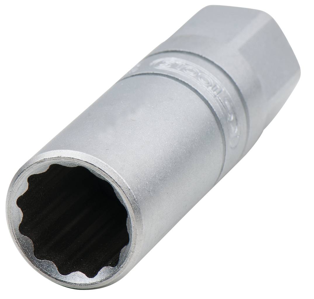 Kraftstecknuss mit zwölfkantiger Öffnung, geeignet für Anwendungen mit hoher Beanspruchung. Aus robustem Metall gefertigt.