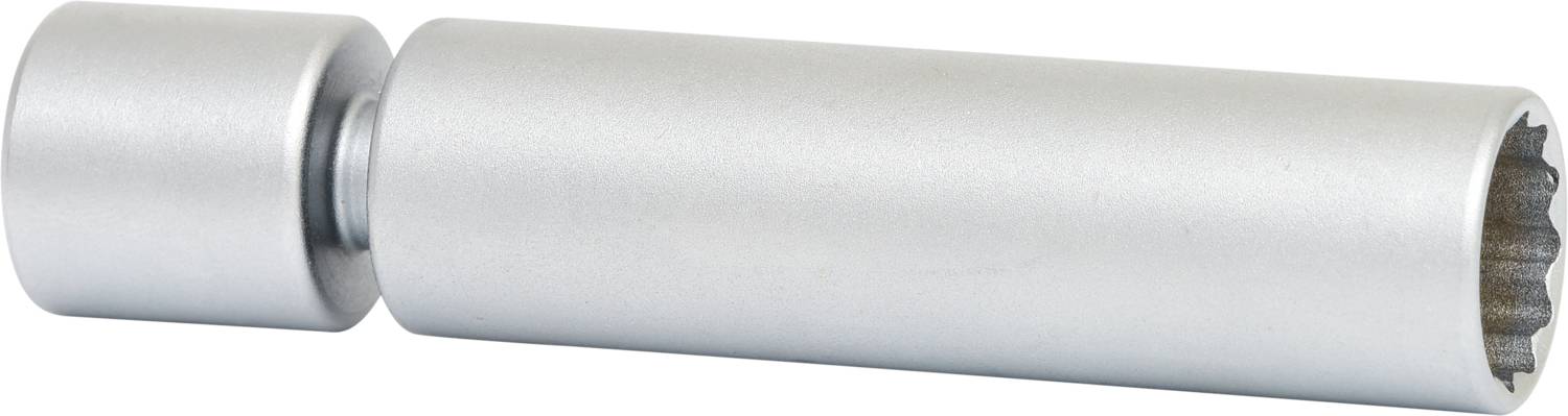 Silberner zylindrischer Adapter mit geriffeltem Ende, möglicherweise für technische Anwendungen oder Maschinenanschlüsse.