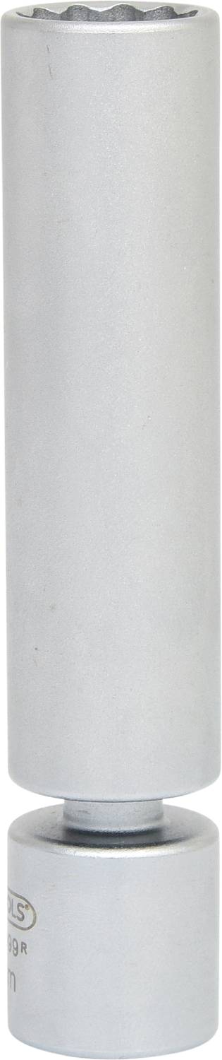 Silberner Steckschlüsselaufsatz in zylindrischer Form.