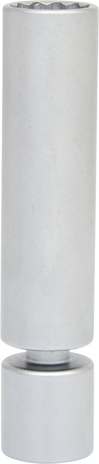 Ein zylindrisches, metallisches Werkzeug mit geriffeltem Ende, möglicherweise ein Aufsatz für einen Drehmomentschlüssel.