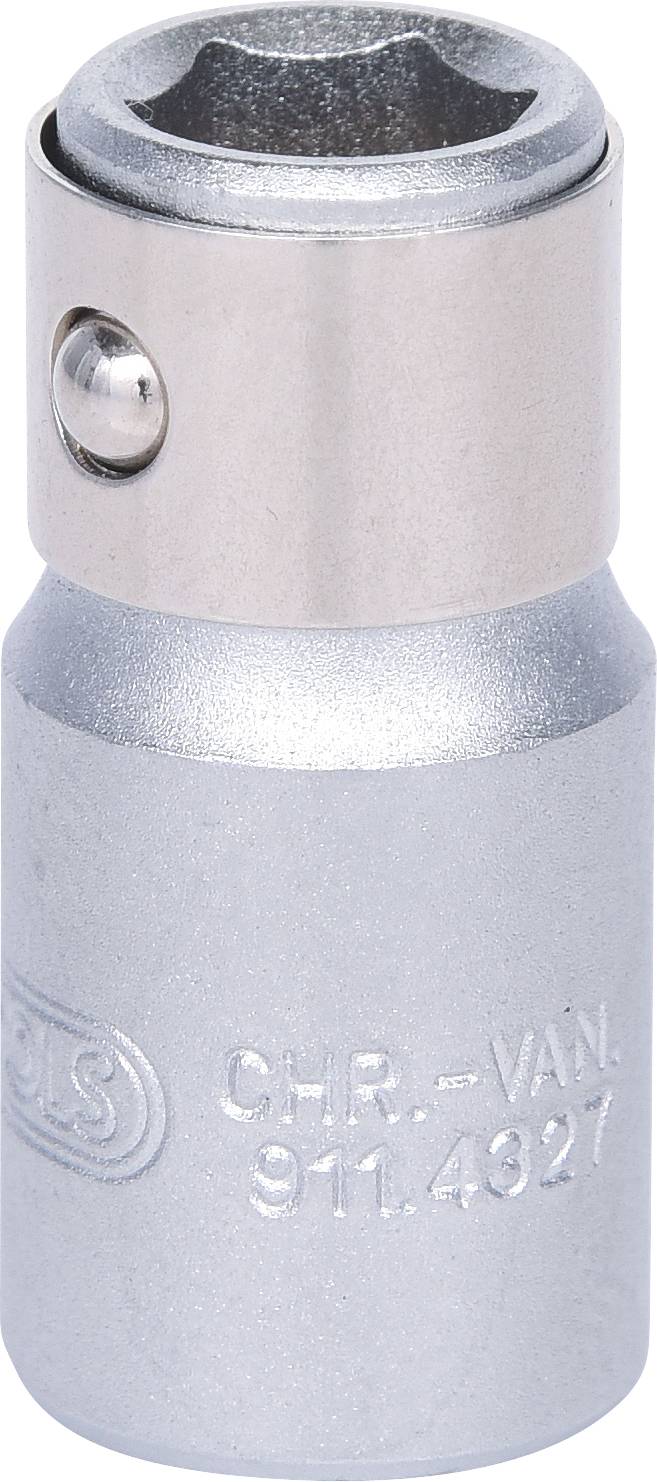 Eine silberne Stecknuss aus Metall mit Gravur 'CHR-VAN 911.4327', die Teil eines Werkzeugsatzes ist.