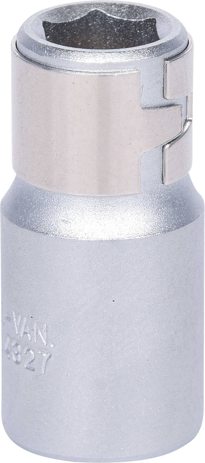 Metallschraubenschlüssel mit runder Aufnahme und sechseckigem Ende, geeignet für Muttern und Schrauben. Silbernes, robustes Design.