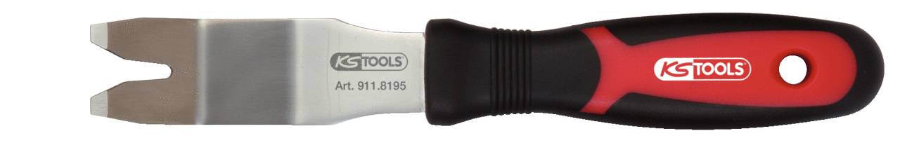 Kunststoffkeilwerkzeug mit rotem und schwarzem Griff, markiert mit 'KS Tools'.