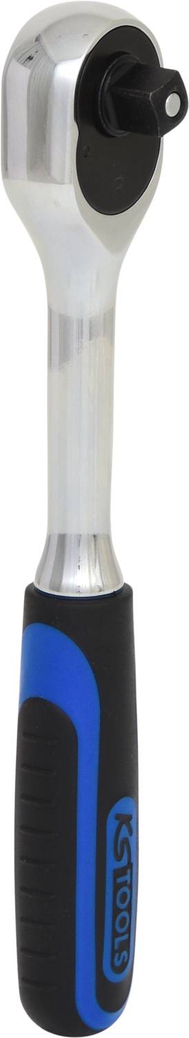 Ein starker Schraubenschlüssel mit schwarzem und blauem Griff, geeignet für vielseitige Anwendungen im Handwerk.