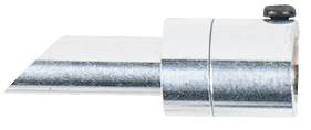 Metallische Düse mit schräger Öffnung und kleiner Schraube am oberen Ende, verwendet für präzise Anwendungen in technischen Geräten.