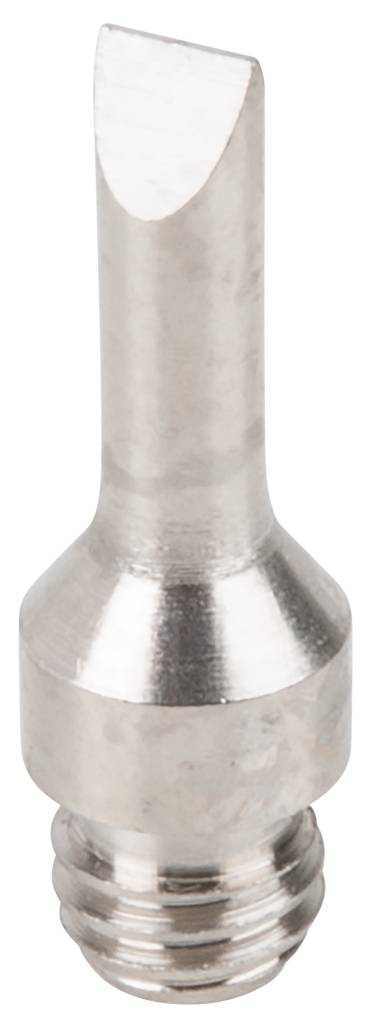 Metallspitze mit gerundetem, flachem Ende und Gewinde am unteren Teil, geeignet für Präzisionsarbeiten oder spezielle Werkzeuge.