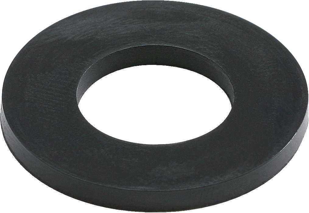 Ein schwarzer, runder Gummiring oder Dichtring mit einem Loch in der Mitte.