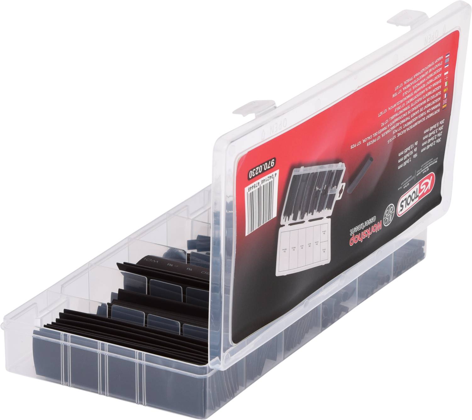KS Tools 970.0230 Schrumpfschlauchsortiment Schwarz Schrumpfrate:2:1 127 Teile